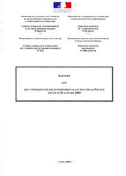 Rapport sur les conséquences des intempéries ayant touché la France les 24 et 25 janvier 2009. Rapport CGEDD n° 006622-01. A - Rapport.- 45 p. b - Rapport complémentaire.- 41 p. | CASTEIGTS (M)