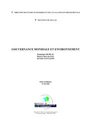 Gouvernance mondiale et environnement. | BUREAU Dominique
