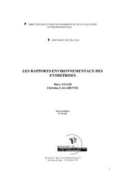Les rapports environnementaux des entreprises. | AVIAM M