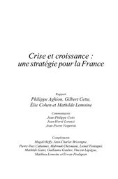 Crise et croissance. Une stratégie pour la France. | AGHION (P)