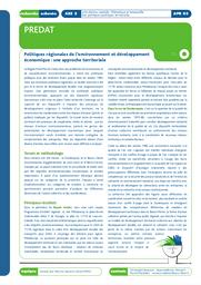 Politiques régionales de l'environnement et développement économique : une approche territoriale (PREDAT). Mai 2006. | BEAURAIN Christophe