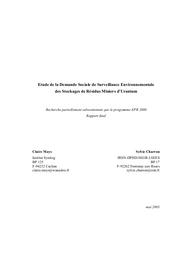Etude de la demande sociale de surveillance environnementale des stockages de résidus miniers d'Uranium. Rapport final. Mai 2003. | MAYS (Claire)