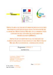 Impacts des facteurs environnementaux et des pratiques conchylicoles sur l'écosystème de la baie du Mont Saint Michel et la production conchylicole. Études de scenarii par modélisation (IPRAC). Impacts of environmental factor or/and farming practice evolutions on the Mont Saint Michel bay ecosystem : a modelling study. 21 juillet 2010. | CUGIER (Philippe)