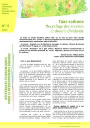 Taxe carbone. Recyclage des recettes et double dividende. | COMBET (E)