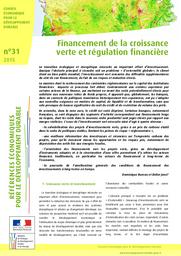 Financement de la croissance verte et régulation financière. | BUREAU Dominique
