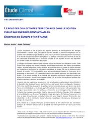 Le rôle des collectivités territoriales dans le soutien public aux énergies renouvelables. Exemples en Europe et en France. | JEULIN (M)