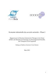 Économie industrielle des accords sectoriels. Mars 2011. | GLACHANT Matthieu