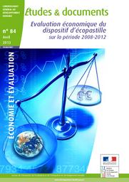 Evaluation économique du dispositif d'écopastille sur la période 2008-2012. | BECKER E.