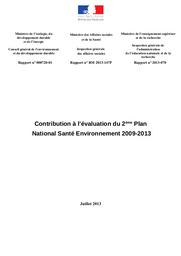 Contribution à l'évaluation du 2ème Plan national santé environnement 2009-2013. Rapport du CGEDD n° 008720-01, de l'IGAS n° RM 2013-147P, de l'IGAENR n° 2013-070. | CHIEZE (F)