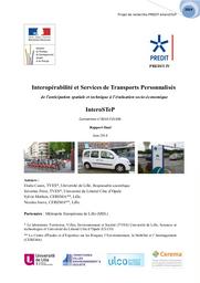 Interopérabilité et services de transports personnalisés : de l’anticipation spatiale et technique à l’évaluation socioéconomique (InteroSTeP). Rapport final. Juin 2014. | CASTEX (Elodie)
