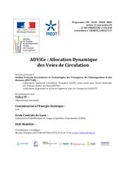 ADViCe : Allocation Dynamique des Voies de Circulation. | CHIABAUT (Nicolas)