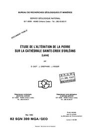 Etude de l'altération de la pierre sur la cathédrale Sainte-Croix d'Orléans (Loiret). Mai 1982. | GIOT (D)