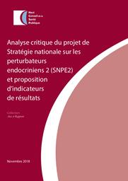 Analyse critique du projet de Stratégie nationale sur les perturbateurs endocriniens 2 (SNPE2) et proposition d'indicateurs de résultats. | HAUT CONSEIL DE LA SANTE PUBLIQUE