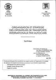 Organisation et stratégie des opérateurs de transports internationaux par autocars.A - Monographies des opérateurs français. - 152 p.B - Espagne, Grande-Bretagne, RFA. - p. mult.C - Rapport de synthèse. - 56 p. | GUGENHEIM (JM)