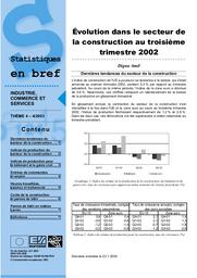 Evolution dans le secteur de la construction au troisième trimestre 2002. | AMIL (D)