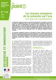 Les réseaux européens de la recherche sur l'eau, vers plus de coordination. | CUGNY SEGUIN M.