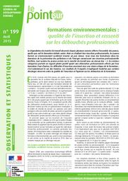Formations environnementales : qualité de l'insertion et ressenti sur les débouchés professionnels. | MARGONTIER (S)
