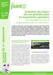 Évaluation des risques liés aux pesticides pour les écosystèmes aquatiques. Recommandations issues du programme de recherche "Pesticides". | BARRIUSO E.