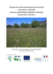 Evaluation de la richesse floristique des prairies de fauche et des pelouses - année 2020 Sites Natura 2000 FR8301074, FR8301075 et FR8312002 - Territoire PAEC Haut Allier | SMAT du Haut-Allier