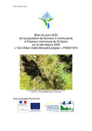 Bilan du suivi 2020 de la population de Sonneur à ventre jaune à Chazieux (commune de Saint Ilpize) sur le site Natura 2000 "Val d'Allier Vieille Brioude Langeac" Fr8301074 | BERNARD (Laurent)