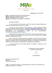 Modification simplifiée du SCoT du TCO (avis délibéré de la MRAe de La Réunion) | MISSION REGIONALE D'AUTORITE ENVIRONNEMENTALE LA REUNION. Autorité environnementale