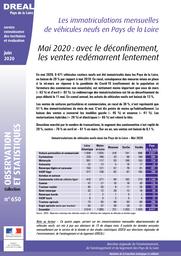 Les immatriculations mensuelles de véhicules neufs en Pays de la Loire - Mai 2020 : avec le déconfinement, les ventes redémarrent lentement | DOUILLARD Denis