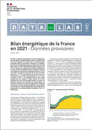Bilan énergétique de la France en 2021 - Données provisoires | MINISTERE DE LA TRANSITION ECOLOGIQUE