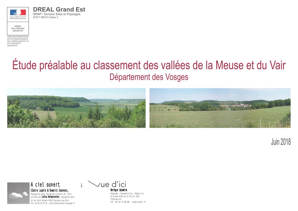 Étude préalable au classement des vallées de la Meuse et du Vair Département des Vosges | 