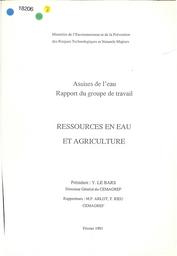 Assises de l'eau - Rapport du groupe de travail "Ressources en eau et Agriculture" | LE BARS Y