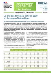 Le prix des terrains à bâtir en 2020 en Auvergne-Rhône-Alpes | DIRECTION REGIONALE DE L'ENVIRONNEMENT, DE L'AMENAGEMENT ET DU LOGEMENT AUVERGNE-RHÔNE-ALPES. CIDDAE