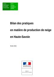 Bilan des pratiques en matière de production de neige en Haute-Savoie | DIRECTION DEPARTEMENTALE DES TERRITOIRES DE LA HAUTE-SAVOIE. Service Transition Energétique et Mobilités