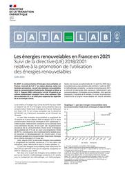 Les énergies renouvelables en France en 2021 - Suivi de la directive 2009/28/CE relative à la promotion de l'utilisation des énergies renouvelables. DATALAB Essentiel n° 277 - juin 2022 | PHAN Cecile