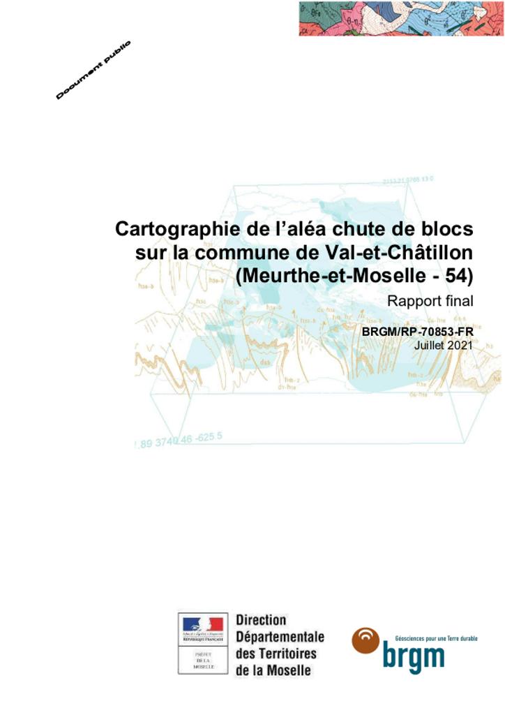 Cartographie de laléa chutes de blocs sur la commune Val et Chatillon (54) | 