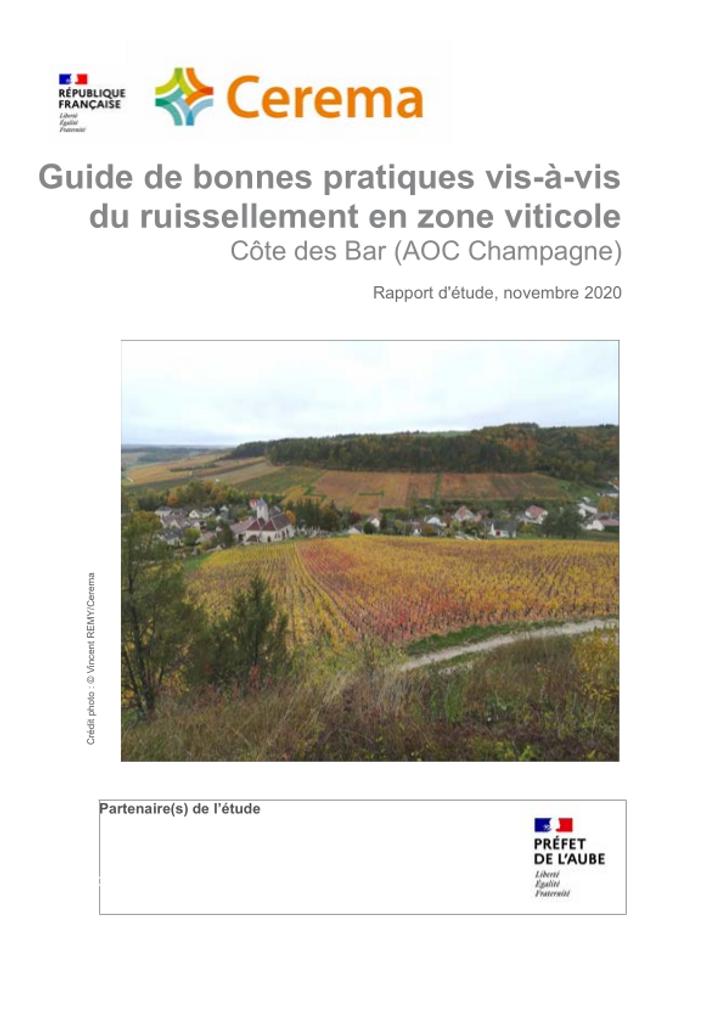Guide de bonnes pratiques vis-à-vis du ruissellement en zone viticole Côte des Bar (AOC Champagne) | 