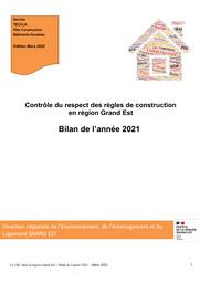 Contrôle du respect des règles de construction en Région Grand Est - Bilan année 2021 | DIRECTION REGIONALE DE L'ENVIRONNEMENT, DE L'AMENAGEMENT ET DU LOGEMENT GRAND-EST