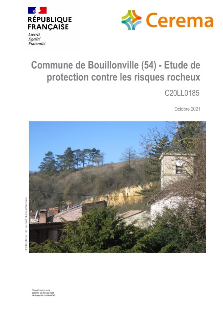 Commune de Bouillonville (54) Etude de protection contre les risques rocheux | 
