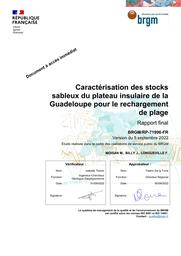 Caractérisation des stocks sableux du plateau insulaire de la Guadeloupe pour le rechargement de plage septembre 2022 | MOISAN M