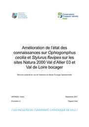 Amelioration de l'état des connaissances sur Ophiogomphus cecilia et Stylurus flavipes sur les sites Natura 2000 "Val d'Allier 03" et "Val de Loire bocager" | ARONDEL Claire