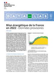 Bilan énergétique de la France en 2022 - Données provisoires | MINISTERE DE LA TRANSITION ENERGETIQUE