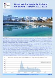 Observatoire Neige de Culture en Savoie - Saison 2021-2022 | DIRECTION DEPARTEMENTALE DES TERRITOIRES DE LA SAVOIE