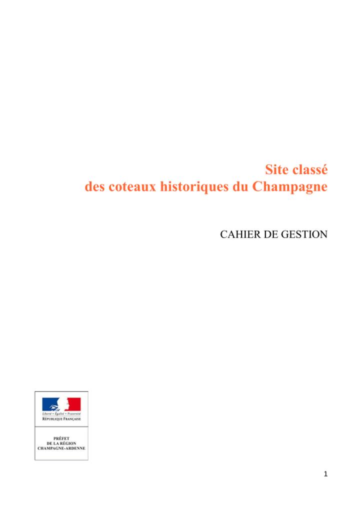 Site classé des Coteaux historiques du Champagne - Cahier de gestion | 