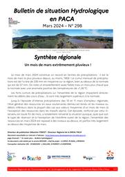 L'Eau en Provence-Alpes-Côte d'Azur : bulletin de situation hydrologique de la DREAL PACA, n°298 - mars 2024 | DIRECTION REGIONALE DE L'ENVIRONNEMENT, DE L'AMENAGEMENT ET DU LOGEMENT PROVENCE-ALPES-COTE D'AZUR. Directeur de publication